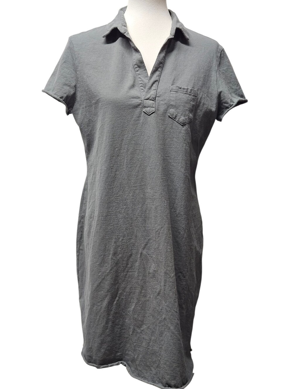 Frank & Eileen Short Sleeve Polo Dress Size Large Green Cotton